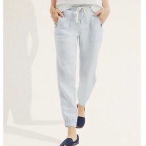 Lou & Grey Linen Jogger Pants with white drawstring -light Blue Sz XS